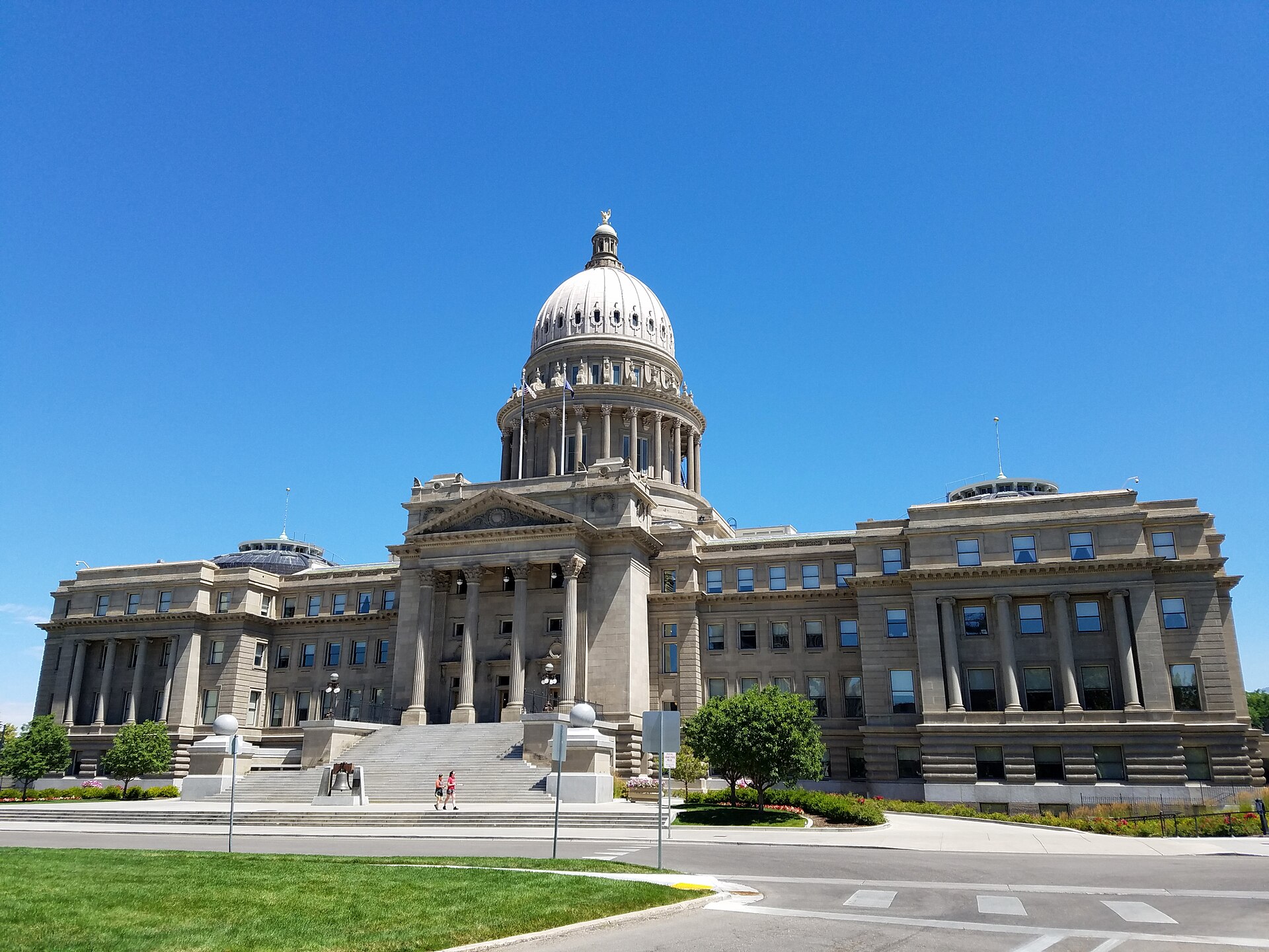 The domed Idaho State Capitol building in Boise, Ada County, Idaho.