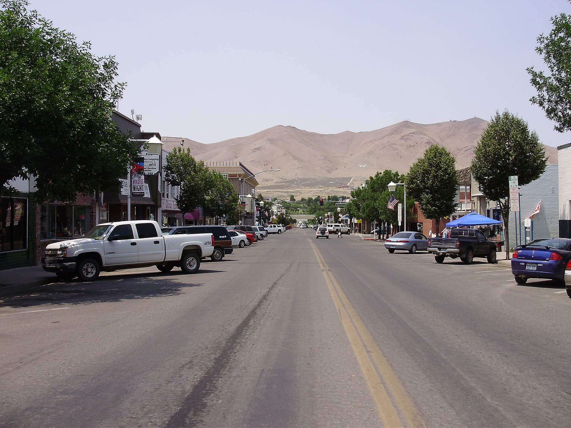 A street scene in downtown Winnemucca, the county seat of Humboldt County, Nevada.